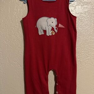Bama Roll Tide Red Elephant Appliqué Kids One Piece Overall